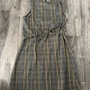 Plaid Sleeveless Dress with Belt